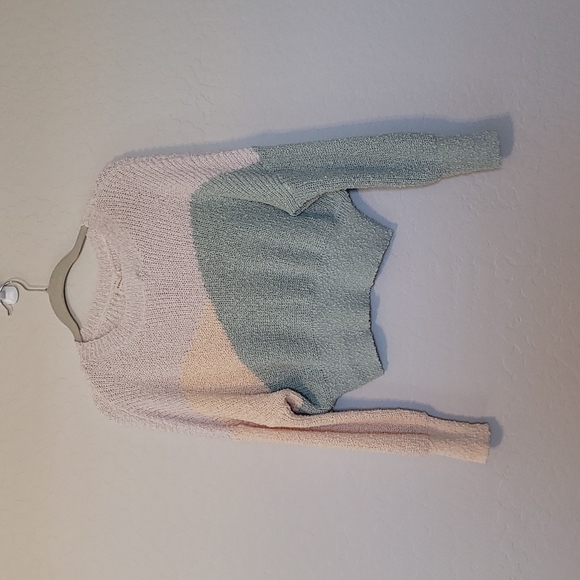 Debut Sweater Color Block Sweater Cropped Tan Sage Nude Size Medium - Picture 1 of 10